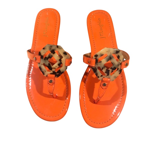 J. McLaughlin Lucy Orange and Brown Sandals with Tortoise Shell Design 7.5M size - Picture 1 of 9